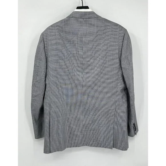 jacket blazer sport coat wool silk plaid gray made in italy 46L